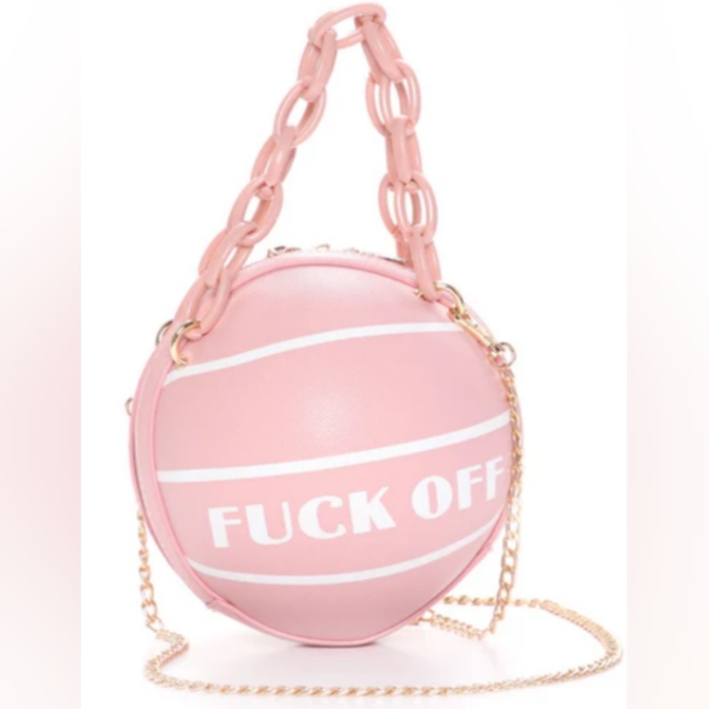 Fashion Nova Women's F#$! OFF Pink Chain HandBag